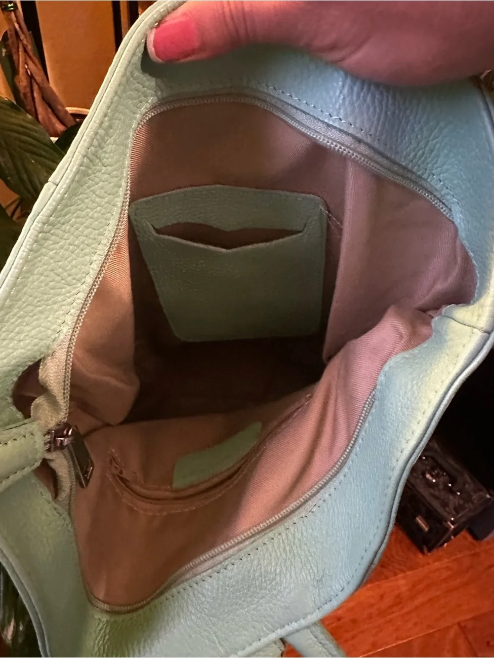 Vera Pelle Green Mint Italian Leather Backpack Bag -